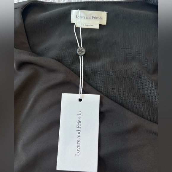 Lovers + friends Penelope black asymmetrical neck long sleeve dress NWT.  Small - Picture 3 of 14